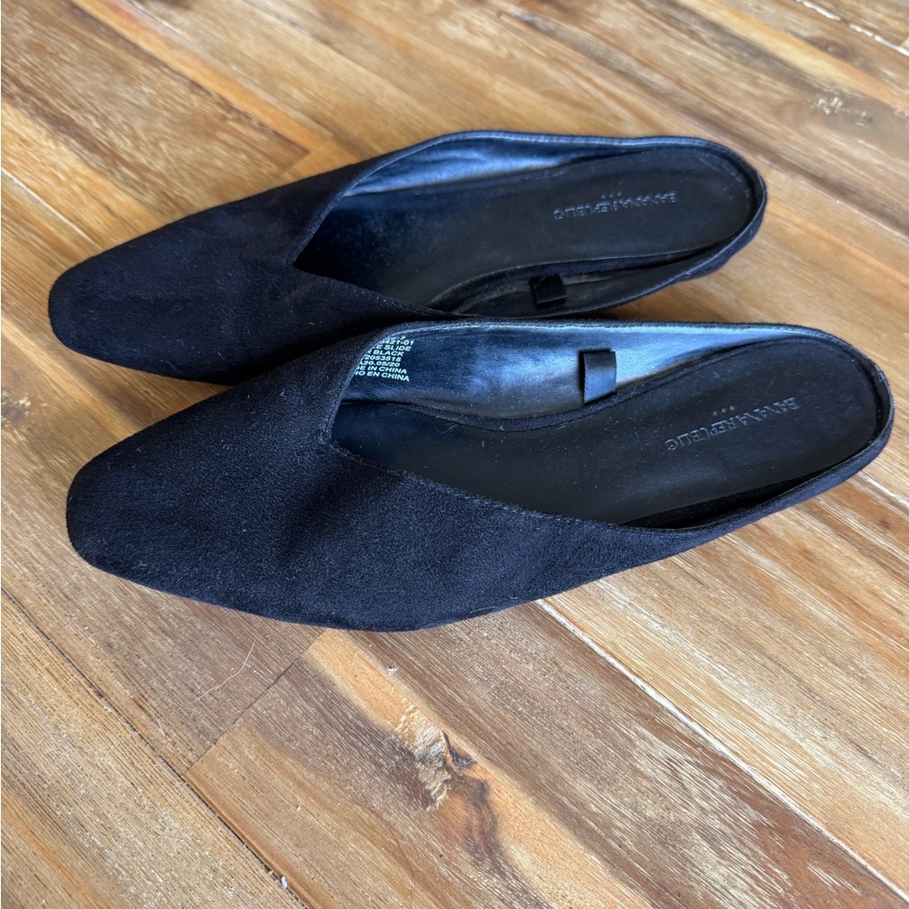 Banana Republic Black Suede Like Mules with Pointed Toe